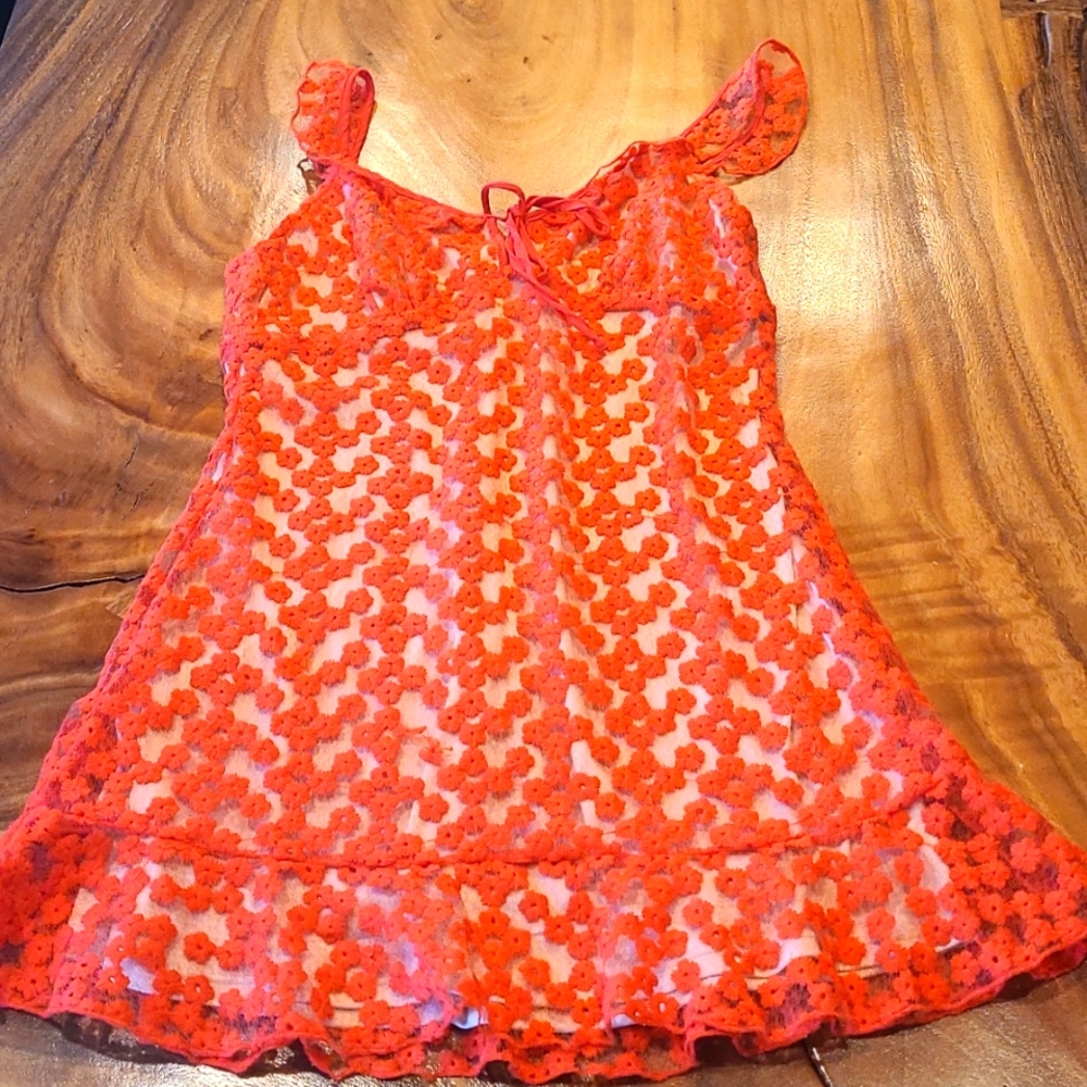 Fabrik ruffle blood orange dress nwt large